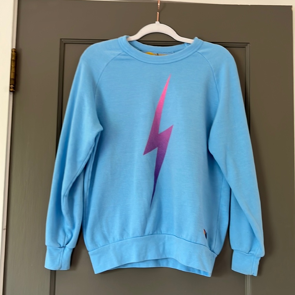 aviator nation sky blue bolt sweatshirt size small